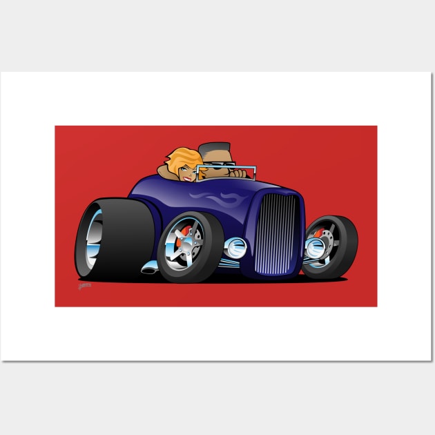 Highboy hot rod deep purple roadster Wall Art by hobrath